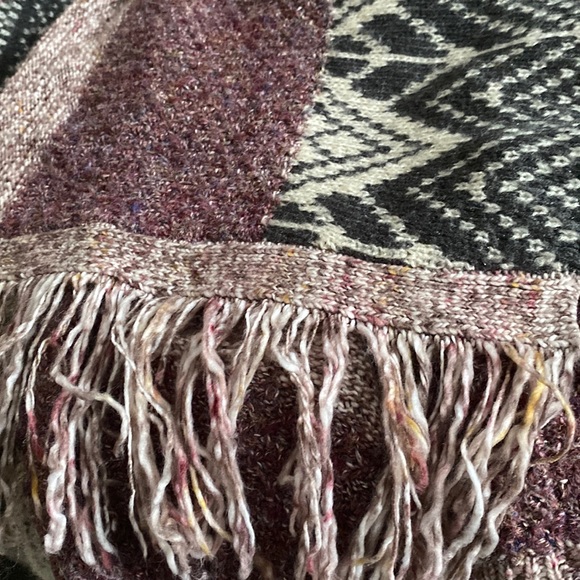 Knox Rose Aztec Geometric Fringed Shawl Collar Boho Festival Open Cardigan - Picture 11 of 13